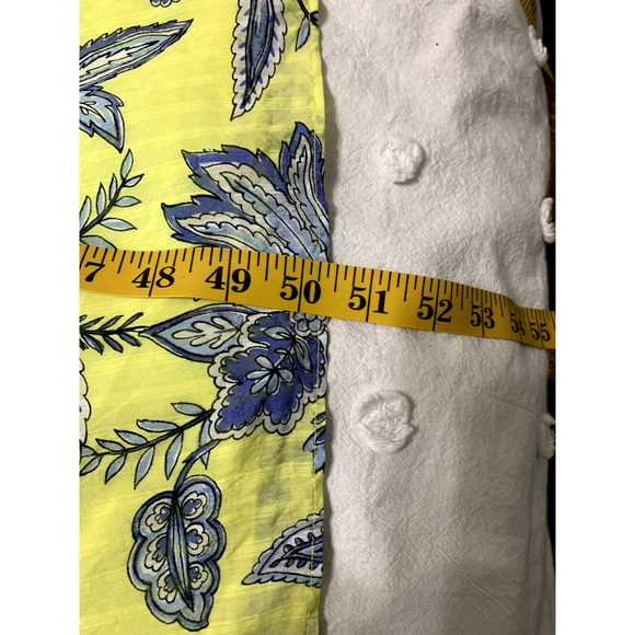 Loft Plus Trellis Garden Ruffle Sleeve Midi Dress Size 26 Yellow Elastic Waist - Picture 8 of 10